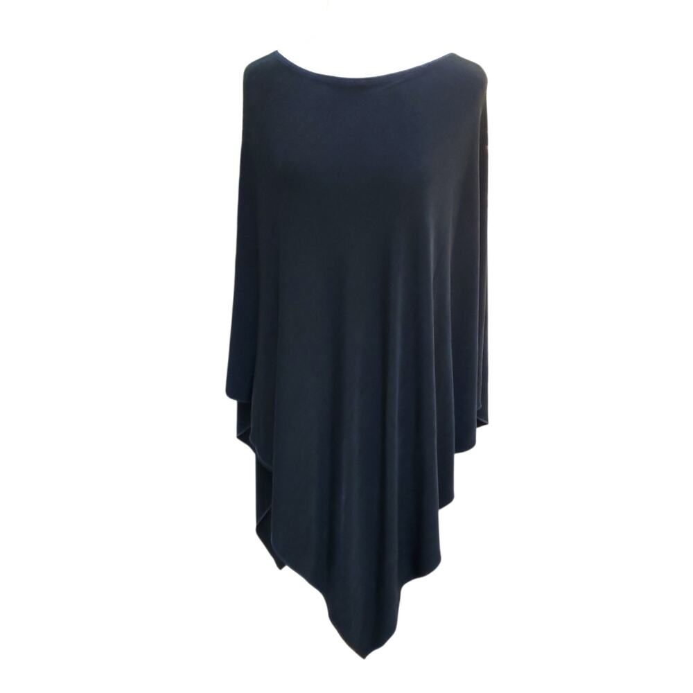 Chico's Travelers O/S Black Poncho Cape Asymmetric Minimalist Hem Chicos One Sz